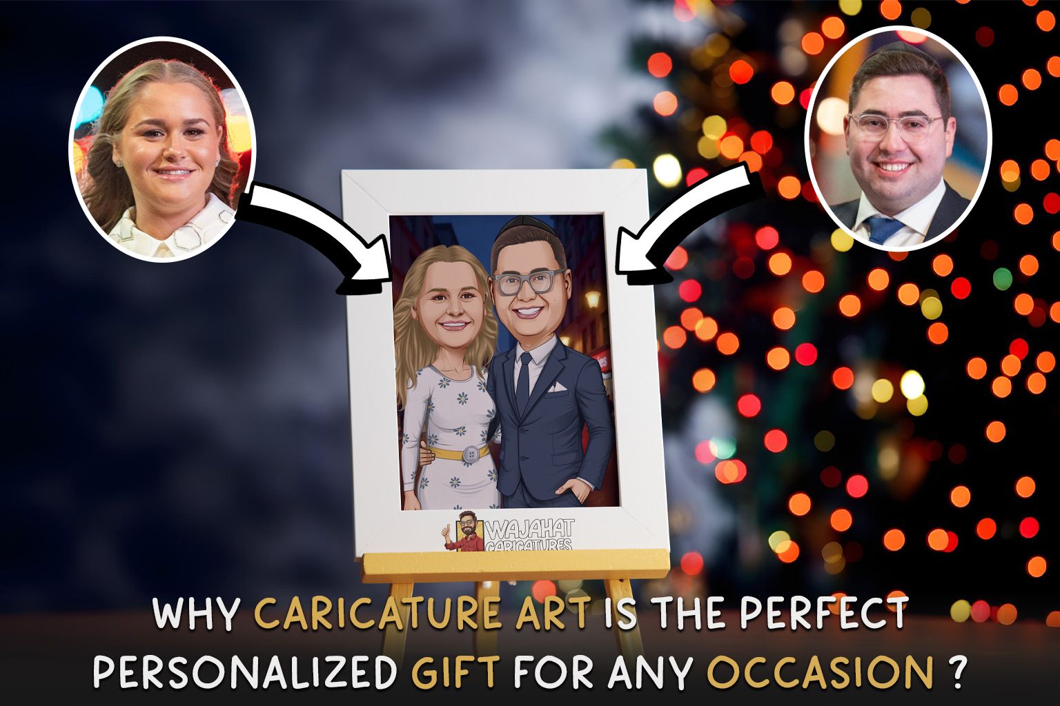Custom digital caricature art – A fun and unique personalized gift idea for birthdays, anniversaries, and special occasions.