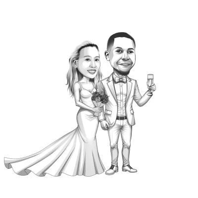 Cartoon caricature enhanced with soft shadows and highlights for depth and realism
