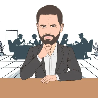 Flat colors added to chess caricature illustration